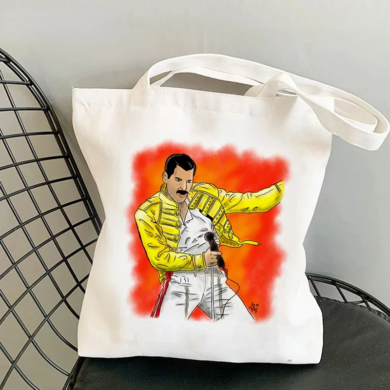 Queen Freddie Mercury Shopping Bags for Women Casual Tote Bag Eco Resuable Large-capacity Handbag  Bolsa Feminina