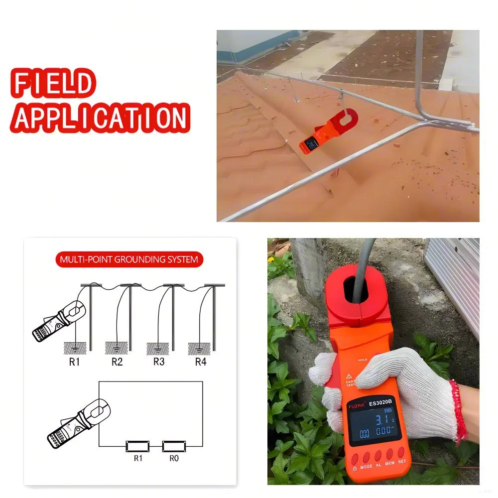 ES3020 ES3020B ES3020E Grounding Resistance Clamp Meter 500Ω/1200Ω/1500Ω AC Voltage Leakage Current Tester USB Technology