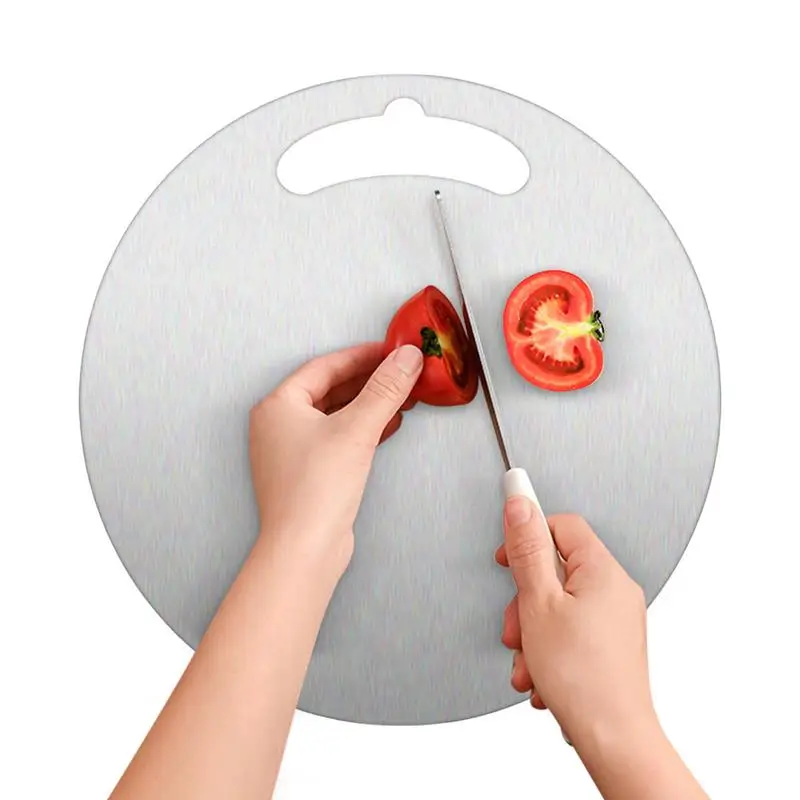 Round Cutting Board Double Sided Chopping Board Stainless Steel Fruit Cutting Board Food Chopping Dough Rolling Kneading board