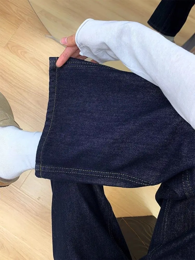 جينز نسائي أمريكي رجعي أزرق داكن بخصر عالٍ واسع 2025 خريف شتاء بنطلون واسع الأرجل أنيق #2