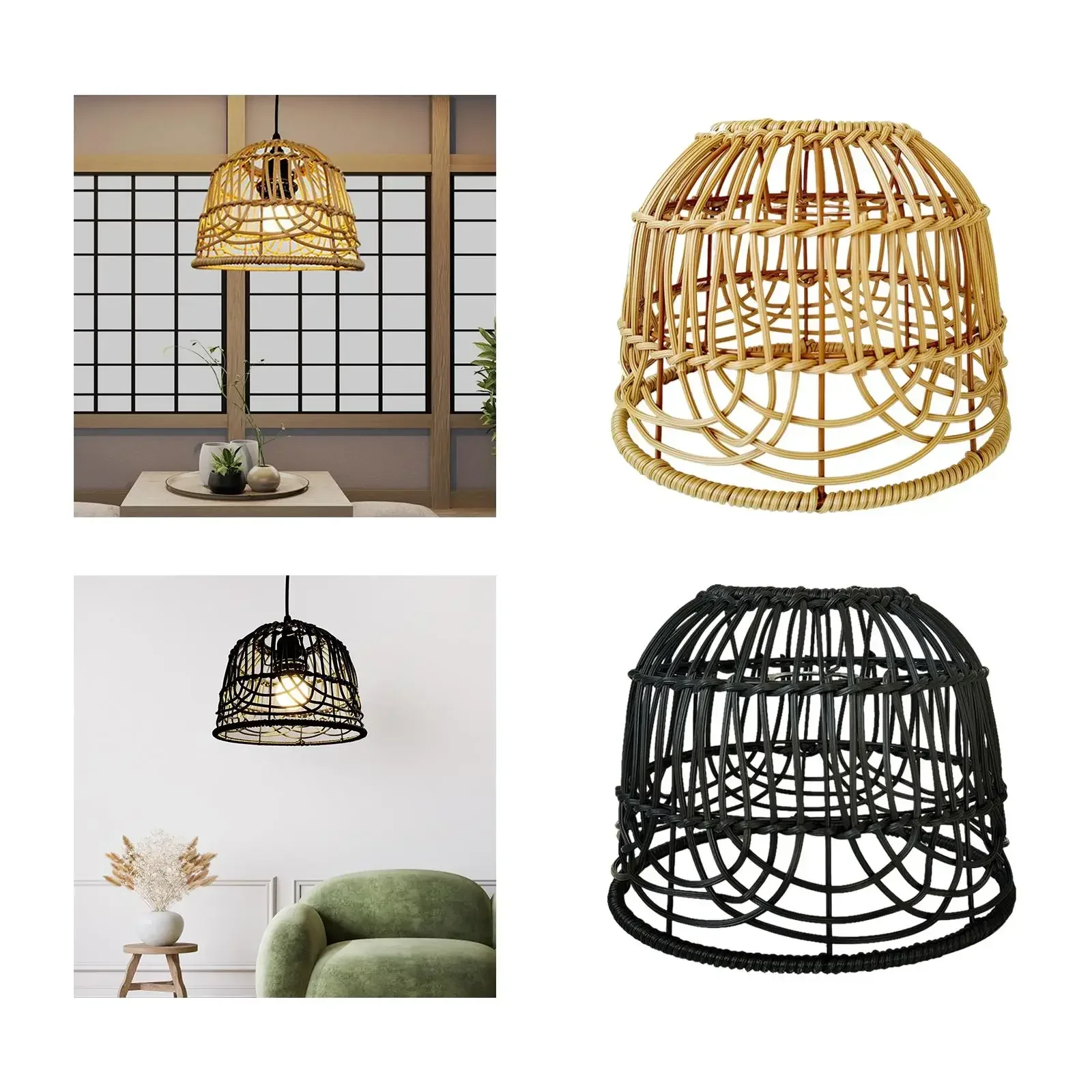 

Rattan Lamp Cover Vintage Chandelier Home Bedroom Living Room Dining Lampshade Pendant Light Decor Accessories