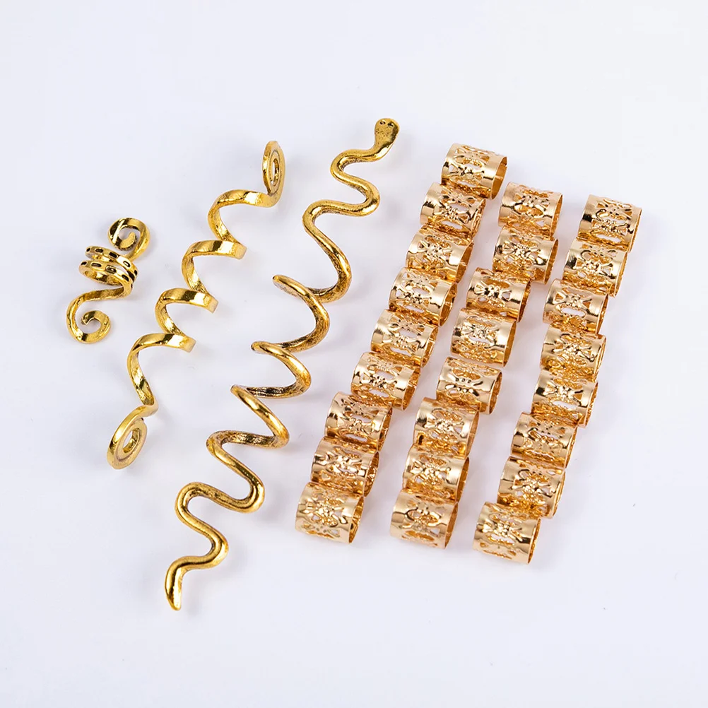 

28pcs Dreadlock Accessories Spiral Braid Charms Hair Cuff Tubes For Braids Jewelry Party Wedding Dance Fashion Show Hair