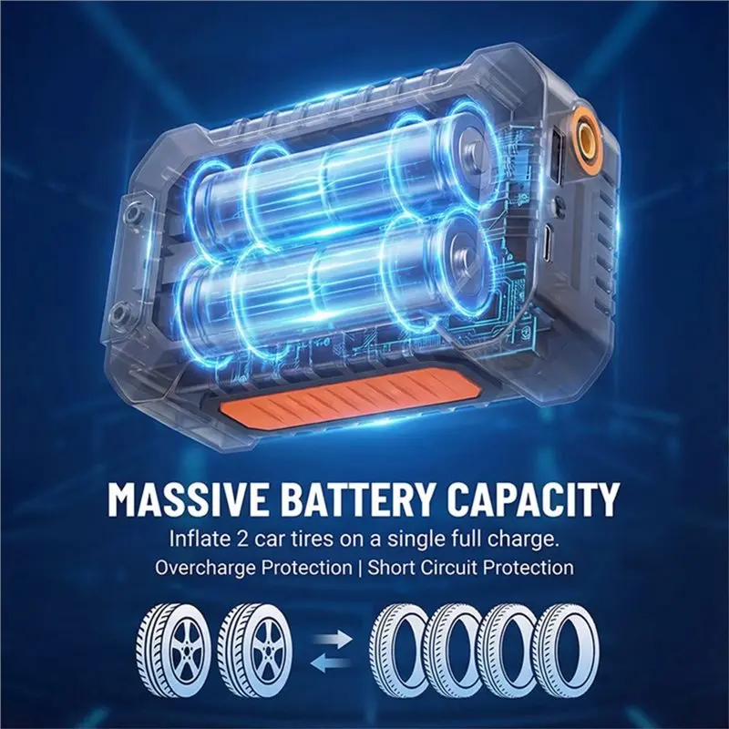 Quick Inflation Electric Car Inflatable Air Pump Portable With Pressure Detection Lighting For SUV/Bike/Ball