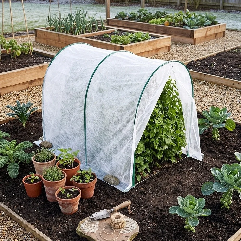 Plant Frost Protection Cover with Hoops for Outdoor Garden Freeze Defense Compatible with 3x10m 3x15m 2x10m Sizes