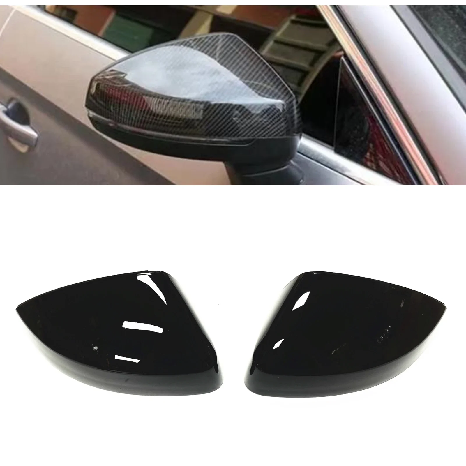 New! For Audi A3 S3 8V RS3 2013 2014 2015 2016 2017 2018 2019 Without Lane Assist Rear View Mirror Cover Gloss Black Replacement