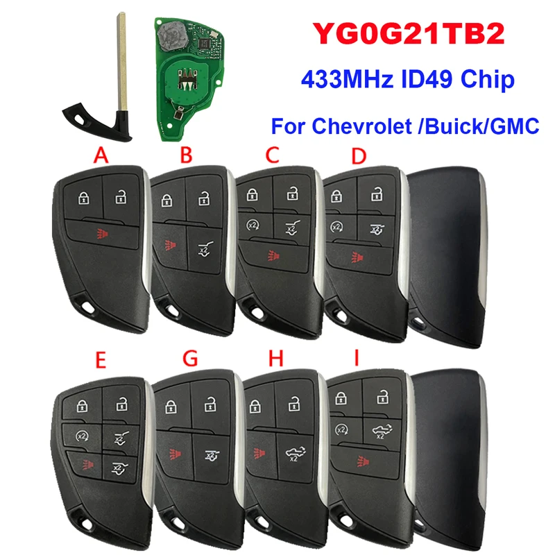 

3/4/5/6B Smart Remote Car Key for Chevrolet Suburban Tahoe For Buick GMC Yukon XL Denali 433MHz ID49 Chip FCCID YG0G21TB2