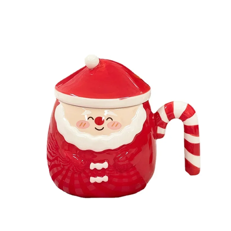 

Cute Santa Claus Mug Creative Ceramic Water Cup with Lid Afternoon Tea Coffee Cup Milk Cup Household Drinking Set Christmas Gift