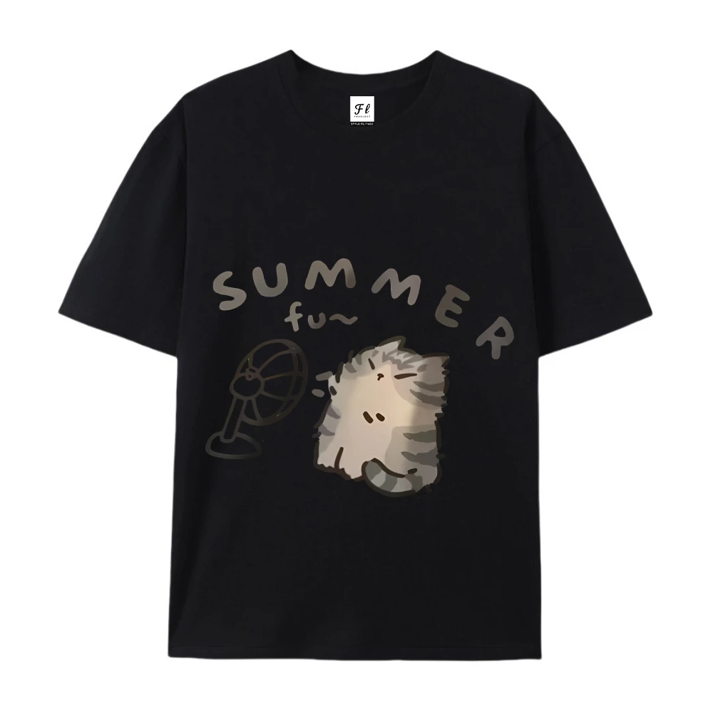 شحن مجاني مضحك الاطفال النساء تيز تي شيرت الفتيات ملابس الصيف القط طباعة عادية المتضخم قصيرة الأكمام الكورية Kpop