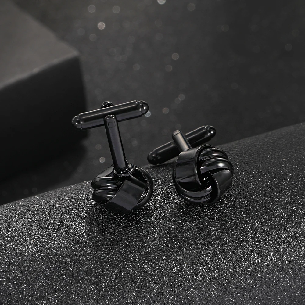 Herren Knoten Manschetten knöpfe Pistole schwarz vergoldet versilbert Edelsteine für Hemd Anzug Smoking Bluse Accessoires Schmuck – Detail 5