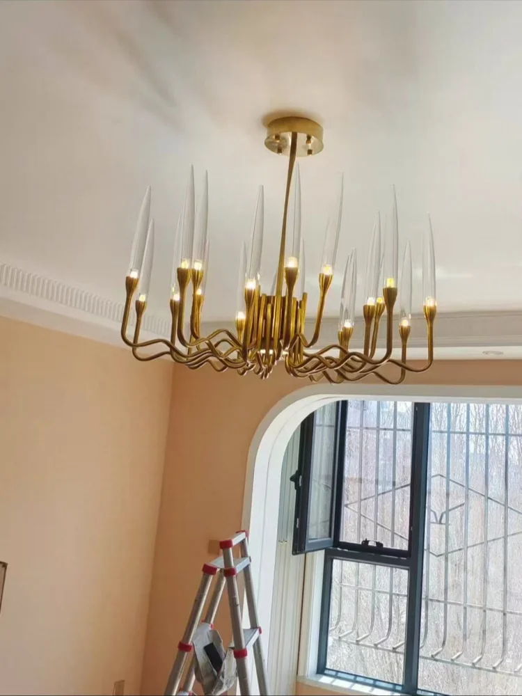 

Роскошная минималистичная потолочная люстра в форме свечи для столовой, винтажный подвесной светильник для гостиной, креативные лампы-люстры