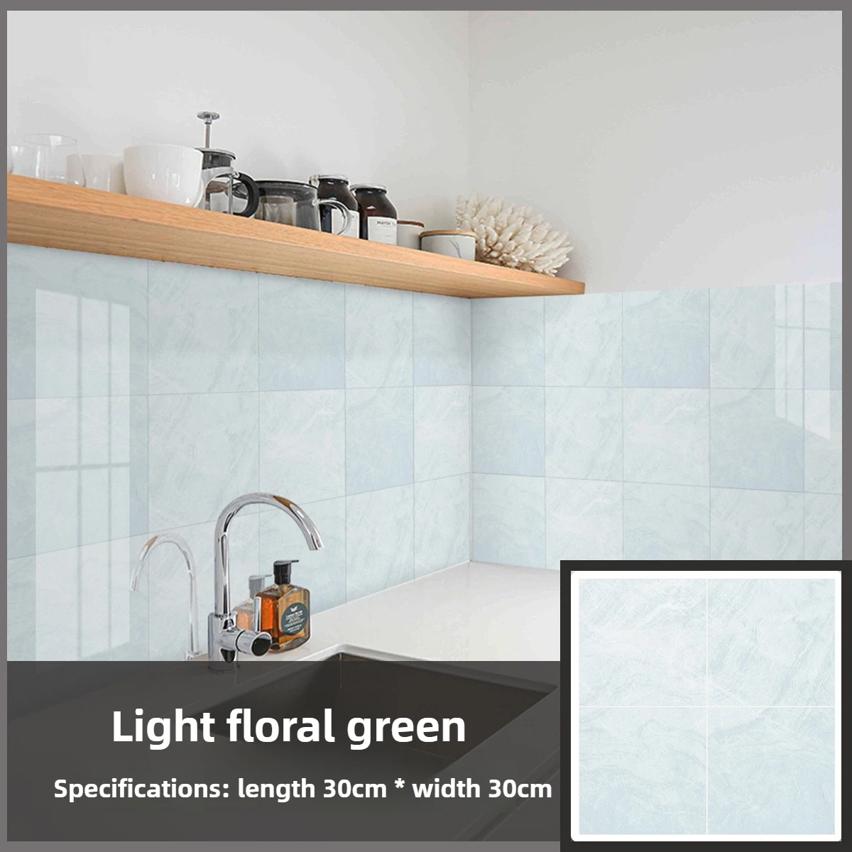 30*30cm 4 Sheets Adhesive Tiles,Non-Slip PVC Floor Wall Covering,Heat Resistant for Stove Corner Cabinet Front,Kitchen Renovator