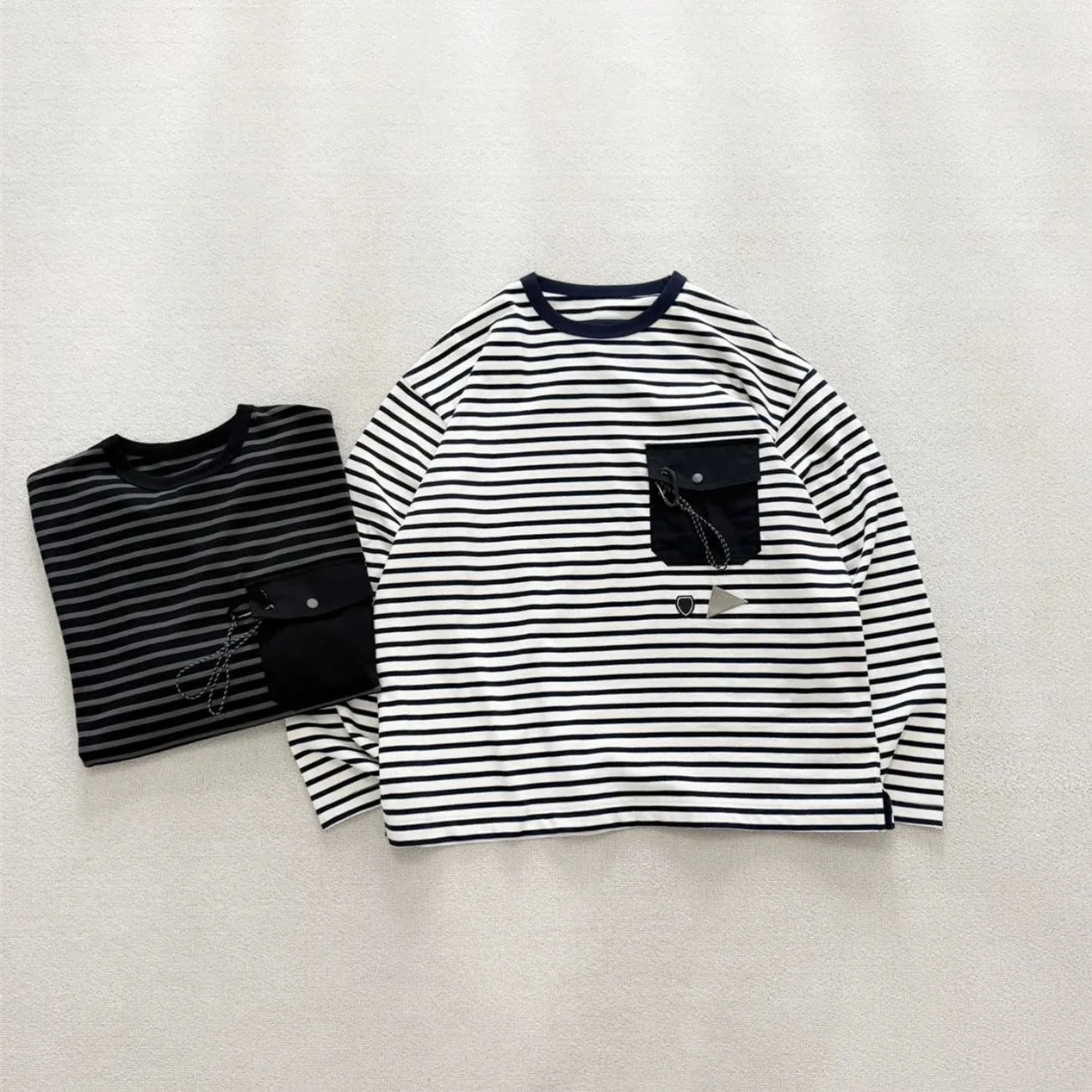 And X Orci Collaborative Heavyweight Stripe Pocket Long Sleeve T-Shirt Qn4268 Unisex Standard Fit Flawless Breathable Comfort