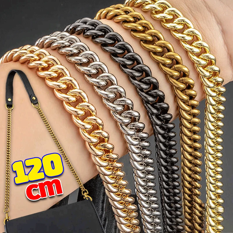 120cm Metal Aluminum Bag Chain Strap Handle Shoulder Crossbody Handbag Bag Diy Metal Replacement Chains Bag Parts Accessories