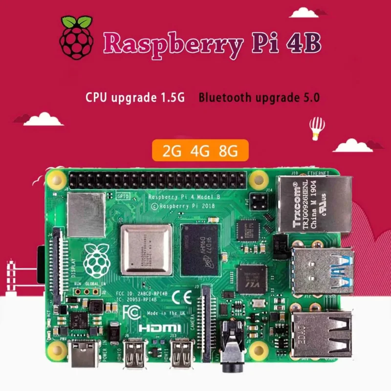 Raspberry Pi 4 Modelo B Dev Board Kit RAM 2G 4G 8G 4 Core CPU 1,5 Ghz 3 velocidades que Pi 3B Ai programación python