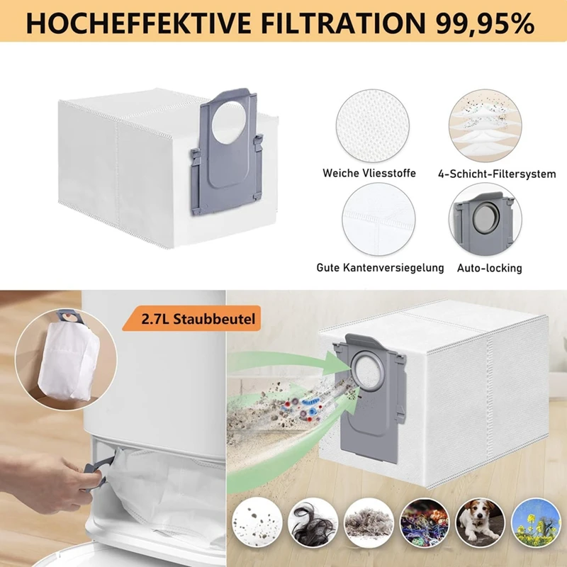 Abud-ロボット掃除機アクセサリー,メインブラシ,Hepaフィルター,モップクロス,ダストバッグ,Roborock qrevo curv