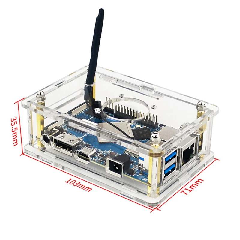 لـ Orange Pi 4 LTS صندوق أكريليك شفاف مع مفك براغي مروحة لـ Orange Pi 4 LTS OPI 4LTS