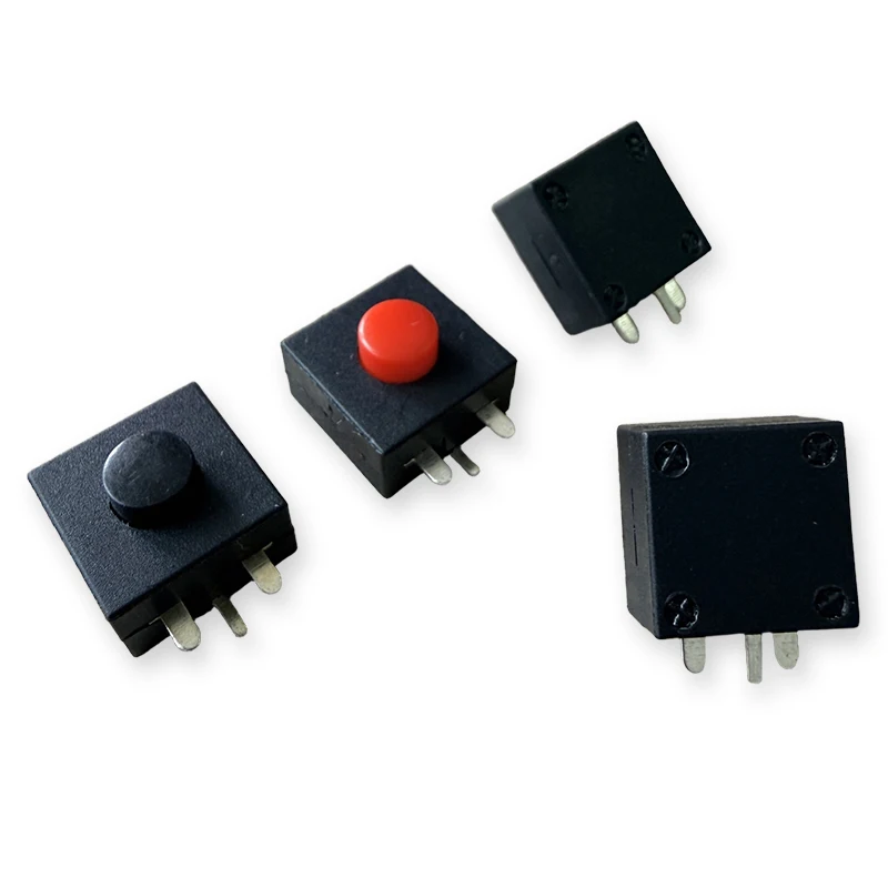 20PCS 1212-213WD (Side 3 Pin )Power Button Switch Red/Black 12mm*12mm Self Locking (ON-OFF-ON) DC30V 1A Flashlight Switch