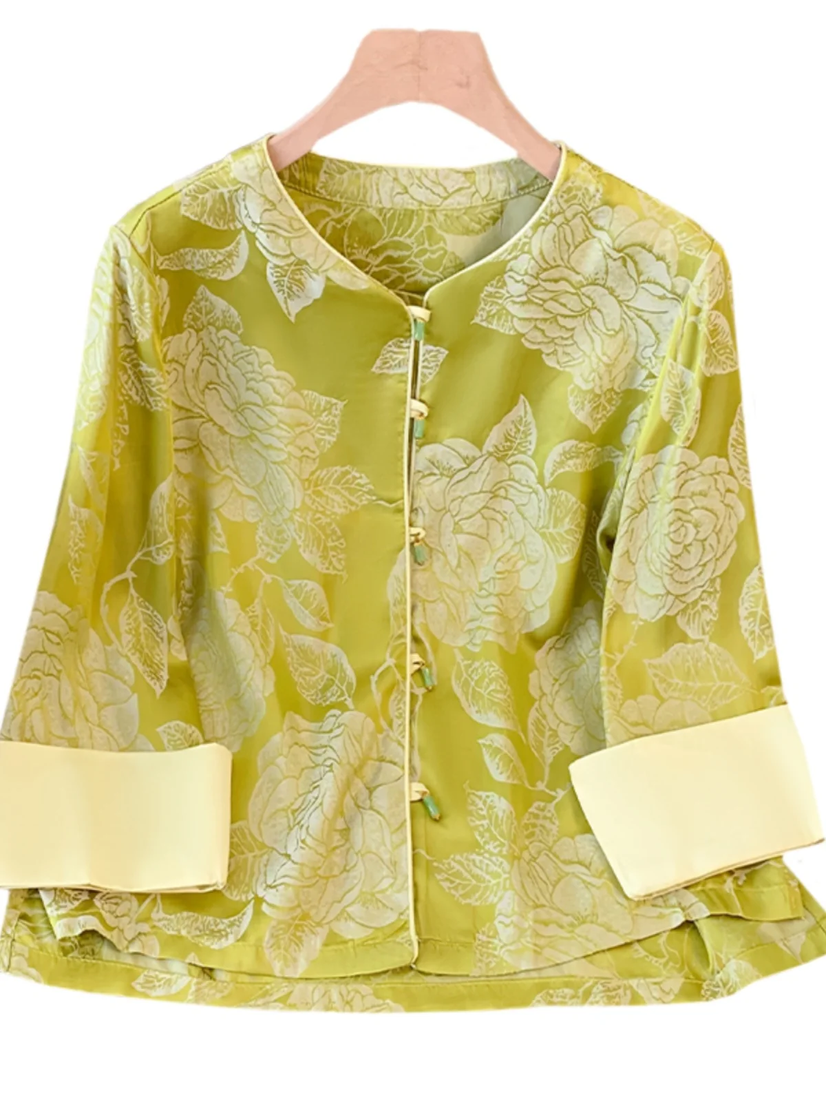 เสื้อคลุมผ้าไหมสไตล์เกาหลีสำหรับผู้หญิง แฟชั่นลายพิมพ์ ชุดกี่เพ้า เสื้อคลุมอเนกประสงค์ สวมใส่ได้ทุกวัน