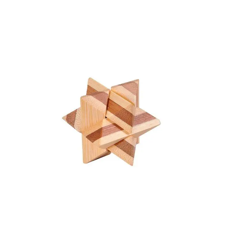 Portátil De Bambu De Madeira Quebra-cabeças, Ball Cube Puzzles Jogo para Adultos e Crianças, Estrela, Cruz, Tamanho 4.5cm