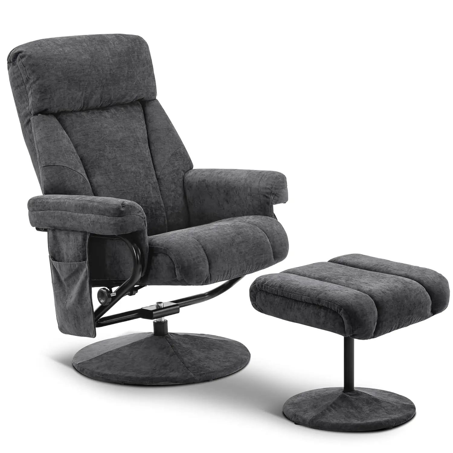 Swivel Recliner with Ottoman, TV Chair with Vibration Massage, Ideal for RV Small Space, Living Room & Bedroom 4539 4828 (Textil