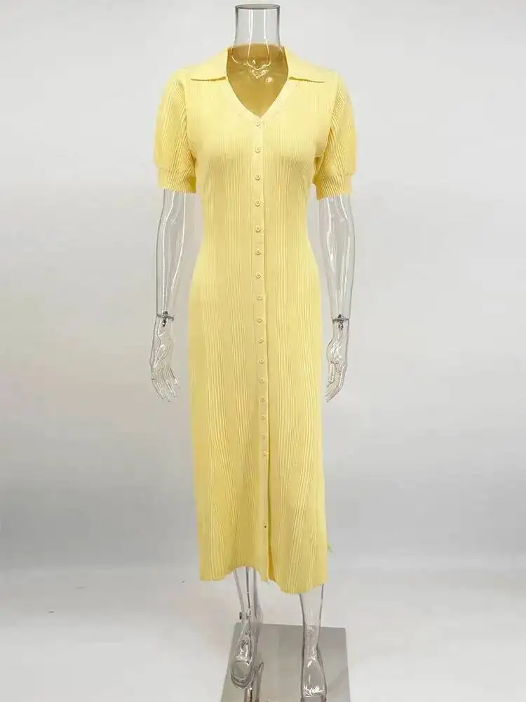 سترة طويلة فستان منسوج المرأة الصيف موضة قصيرة الأكمام المرقعة عالية الخصر فستان ماكسي الشارع فستان Y2K غير رسمي 5UHD