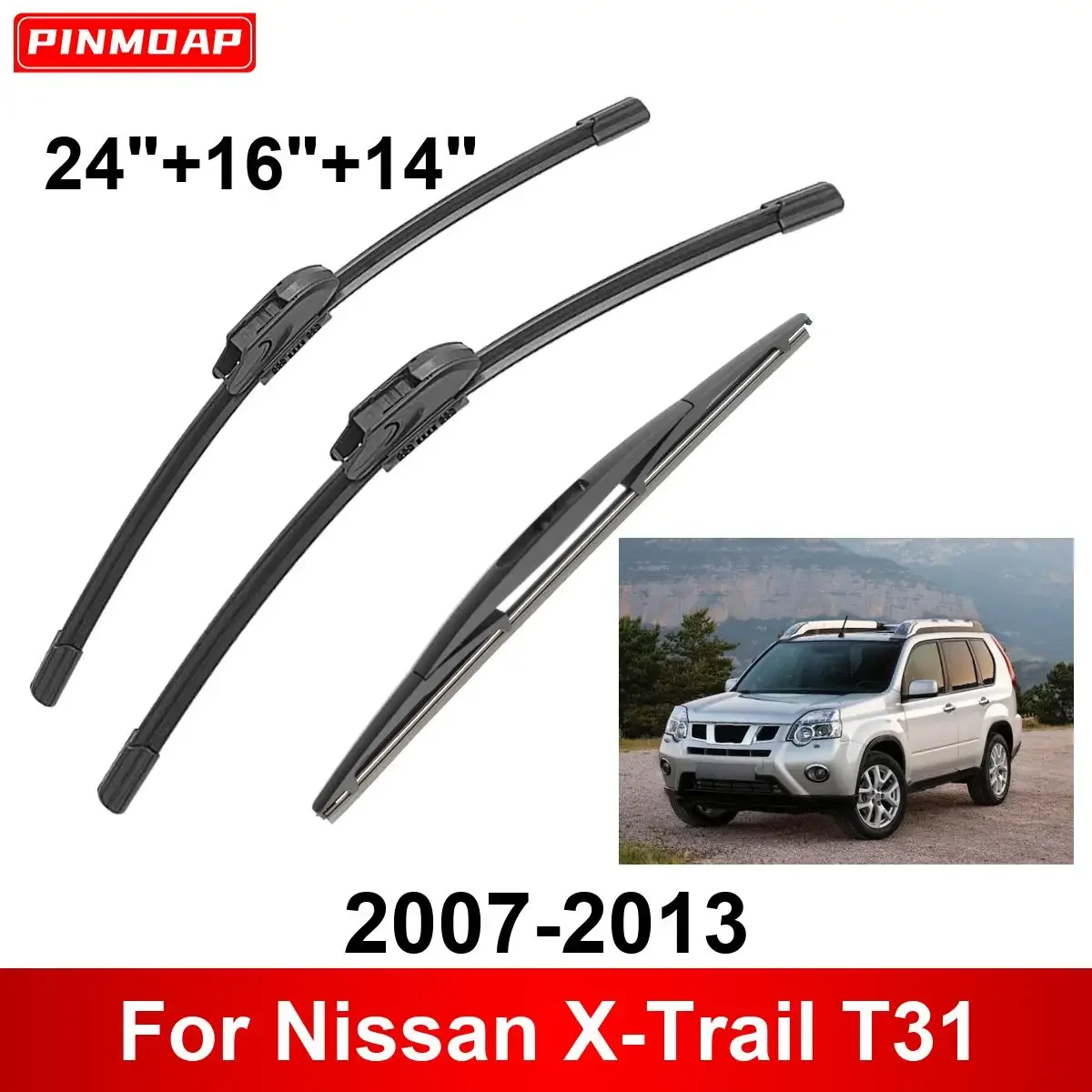 

3 шт. автомобильный дворник для Nissan X-Trail T31 2007-2013, передние и задние щетки стеклоочистителя, щетки, автоаксессуары 2007 2008 2009 2010