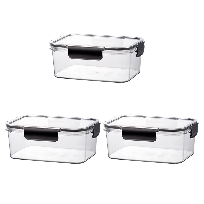 

3Pcs Refrigerator Food-Grade Fresh-Keeping Box Freeze Food Sealed Box With Lid Food Storage Box Suitable For Vegetables And Meat