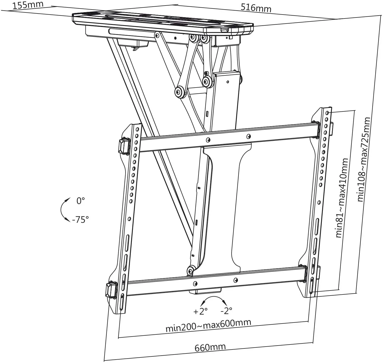 TV Ceiling Mount Electric Foldable Tilting  32-70 Inch Ceiling TV Mount TV Bracket with Mounting Material and Remote Control