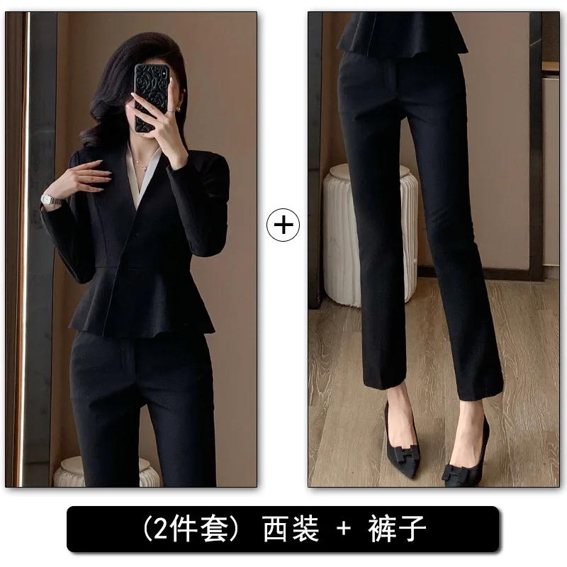 Women's Suit Set Autumn Winter New Style Elegant Hotel Reception Formal Wear Beauty Salon Jewelry Store Commuting Workwear