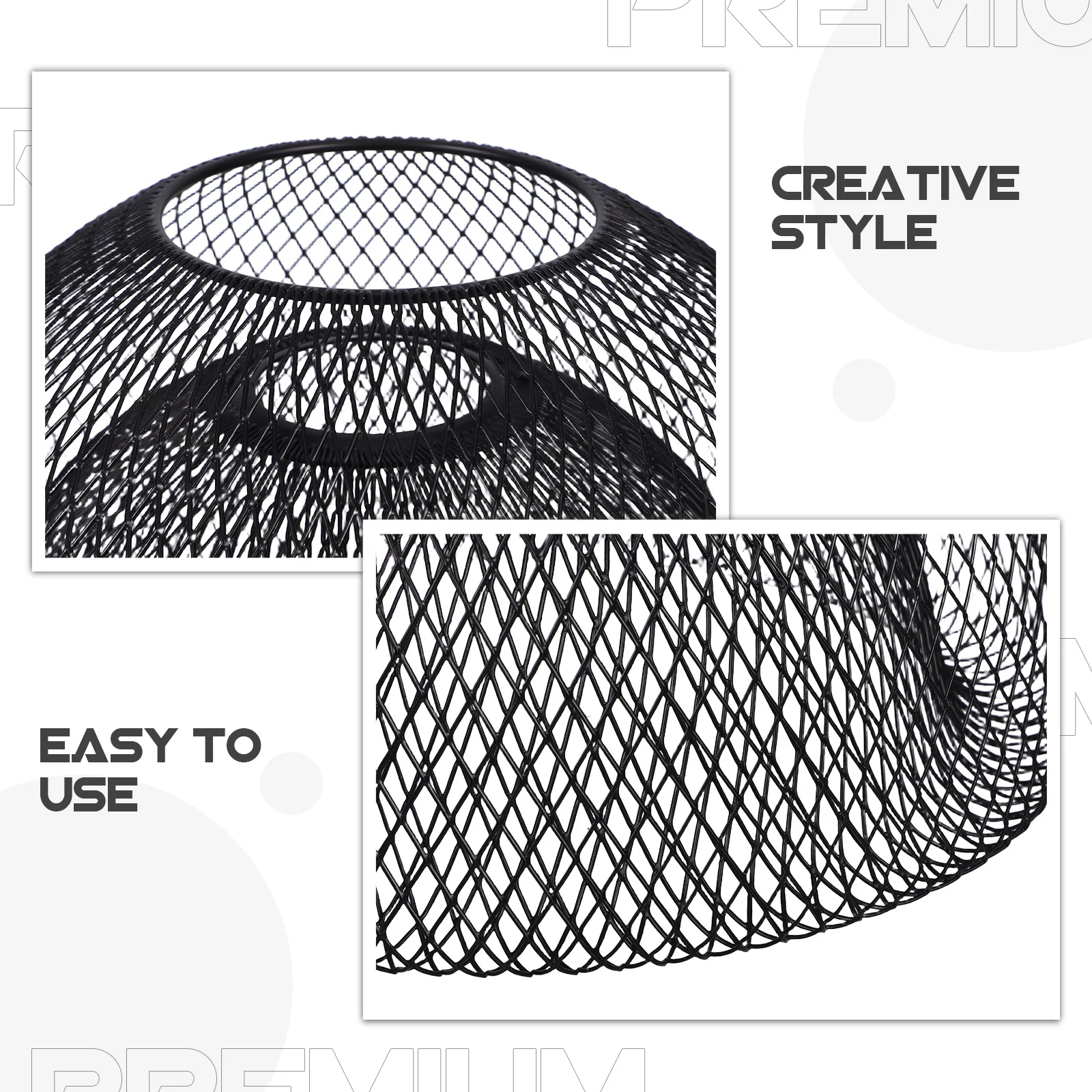 طبقة مزدوجة أسود سلك الحديد غطاء مصباح شبكة مجوفة 42 مللي متر ثقب القطر الحائط النمط الصناعي ضوء الظل غرفة نوم المعيشة #4