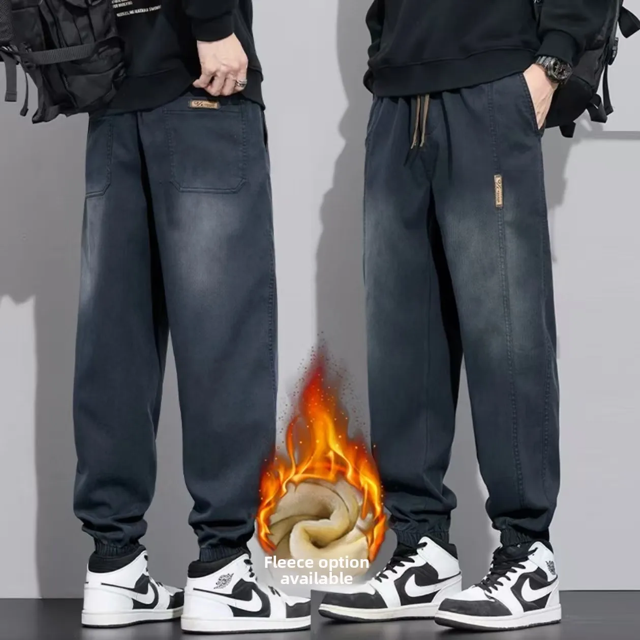 

Мужские джинсы-харлан премиум-класса, свободного кроя, с подкладкой, повседневные рабочие брюки, осенне-зимние, теплые, модные, городские, прямые штанины