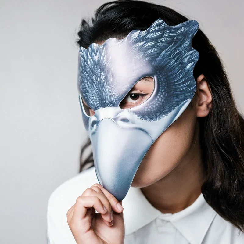 3D Eagle Mask Cosplay Animal Costume Bird Half Face Mask Soft PU Party Masquerade Cosplay Costumes Prop Halloween Masks Rave