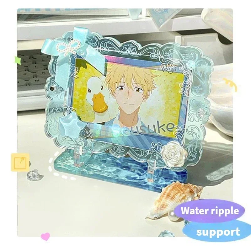 Beautiful Water Ripple Acrylic Japanese Goods Holder Anime Character Souvenir Round Metal Badge Quicksand Board Display Stand