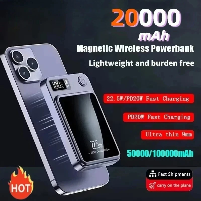 20000mAh Power Bank Mag netic Wireless 22.5W Ultra Capacity 