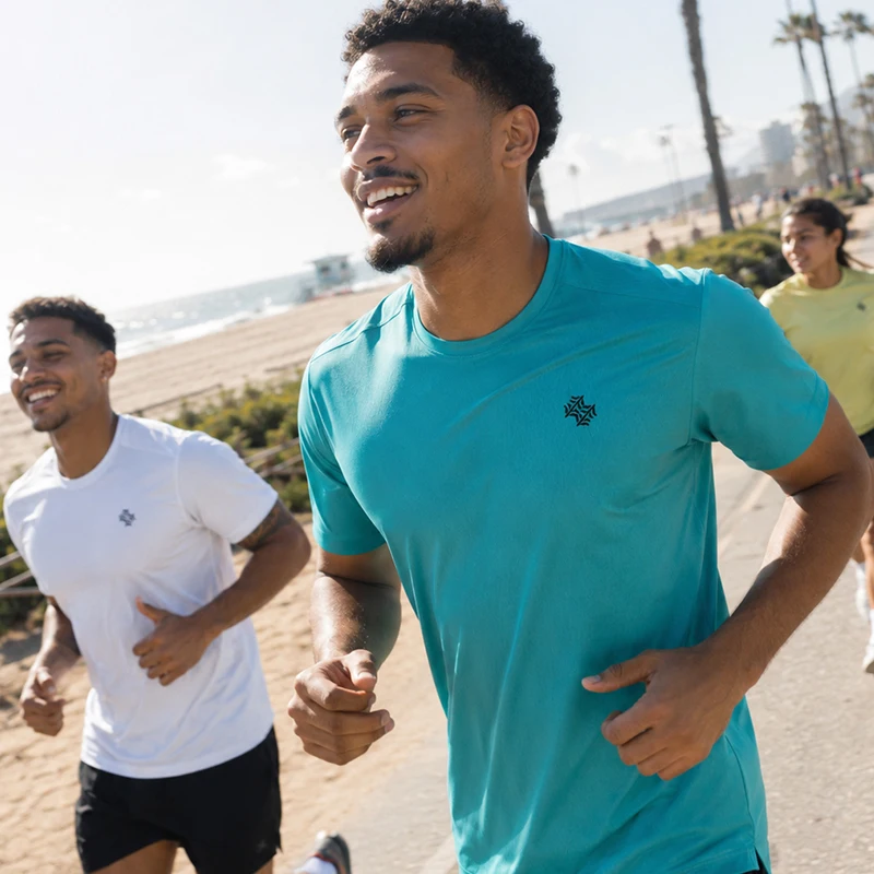 High Quality Men Breathable Fast Drying Running Sports Fitness Breathable Comfortable Short Sleeve T-Shirt Casual Light Gym Tops