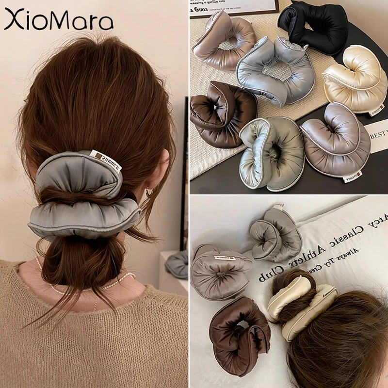 Sponge Sleep Elastic Ponytail Holder Hair Scrunchies Soft Solid Satin Filled Cotton Big Bands Hair Rope Hair Accessories ﻿