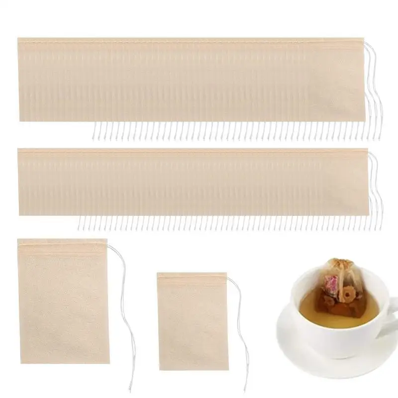 

200 PCS Empty Tea Bags Tea Filter Unbleached Tea Infuser with Drawstring Disposable Tea Bags for Loose Leaf Tea Tea Accessories