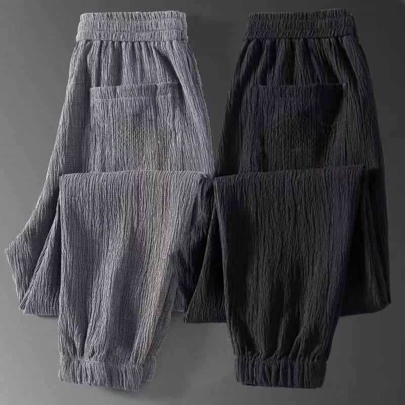 

Ultra-Thin Summer Cotton-Linen Sports Pants Loose Ice-Silk Qui-Dry Casual Trousers for Men Youth Active Sle Long Pants