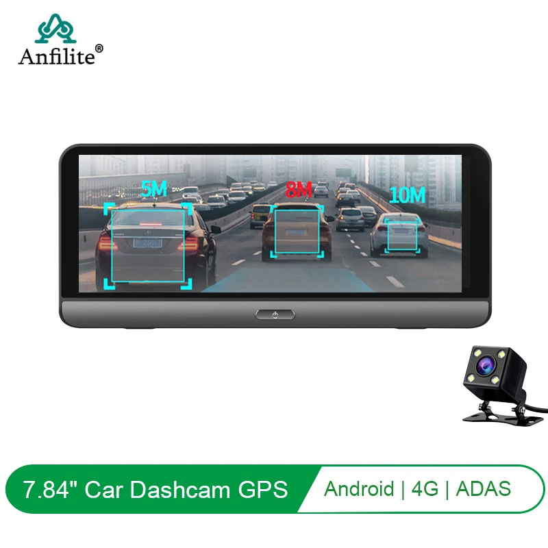 Android 4G ADAS Dash Cam, Navegação GPS, 1080P Espelho Retrovisor, Gravador De Vídeo, Registrar, Câmera Traseira, Monitor De Estacionamento 24H, 7.84"