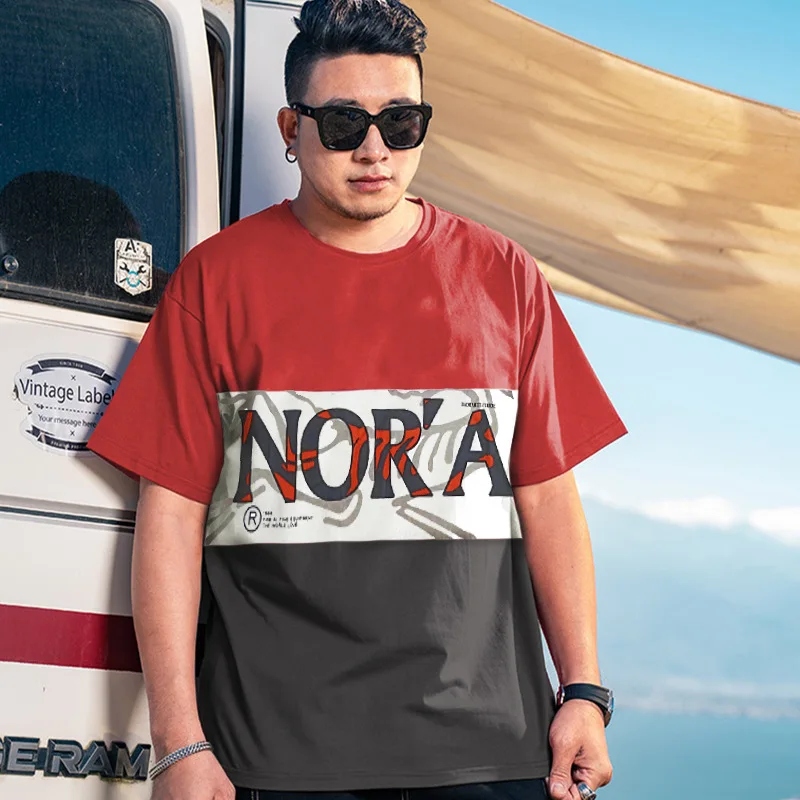 Summer men O neck short sleeved T-shirt oversized casual loose patchwork T-shirt 190kg 15XL 14XL 9XL oversized t shirt