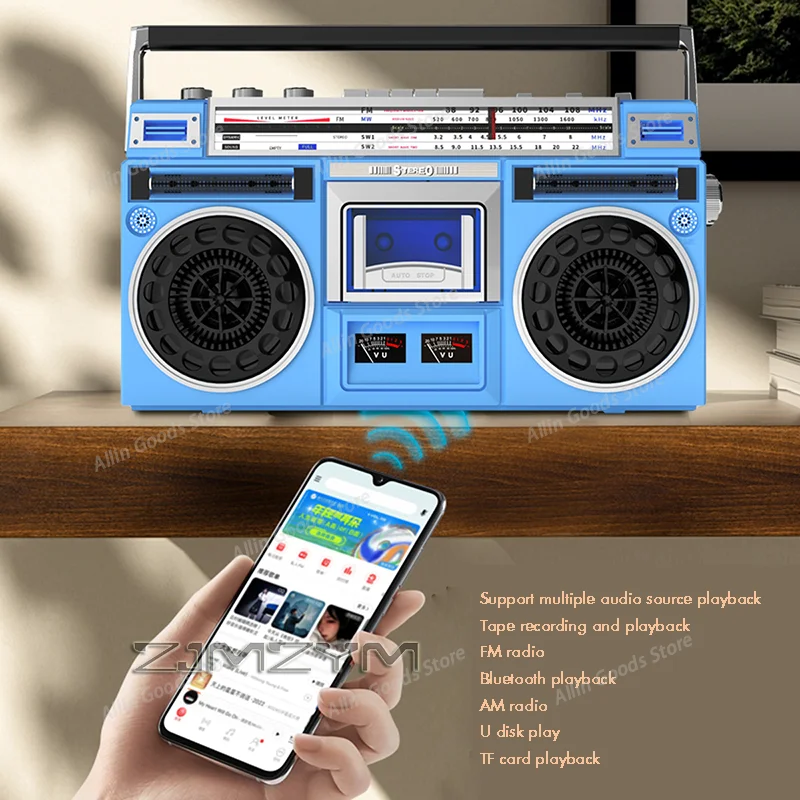 Retro Cassette Player Cassette Player Cassette Player Radio Receiver Bluetooth Speaker TF Card FM，Tape Recorder,USB Flash Drive