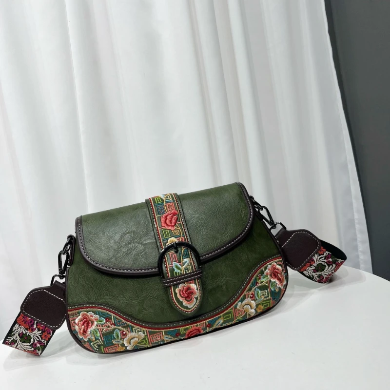 Shoulder Bag Retro China Embroidery Oblique Span Bags Texture Literary Leisure Big-capacity Commuter Women Cross-border Package
