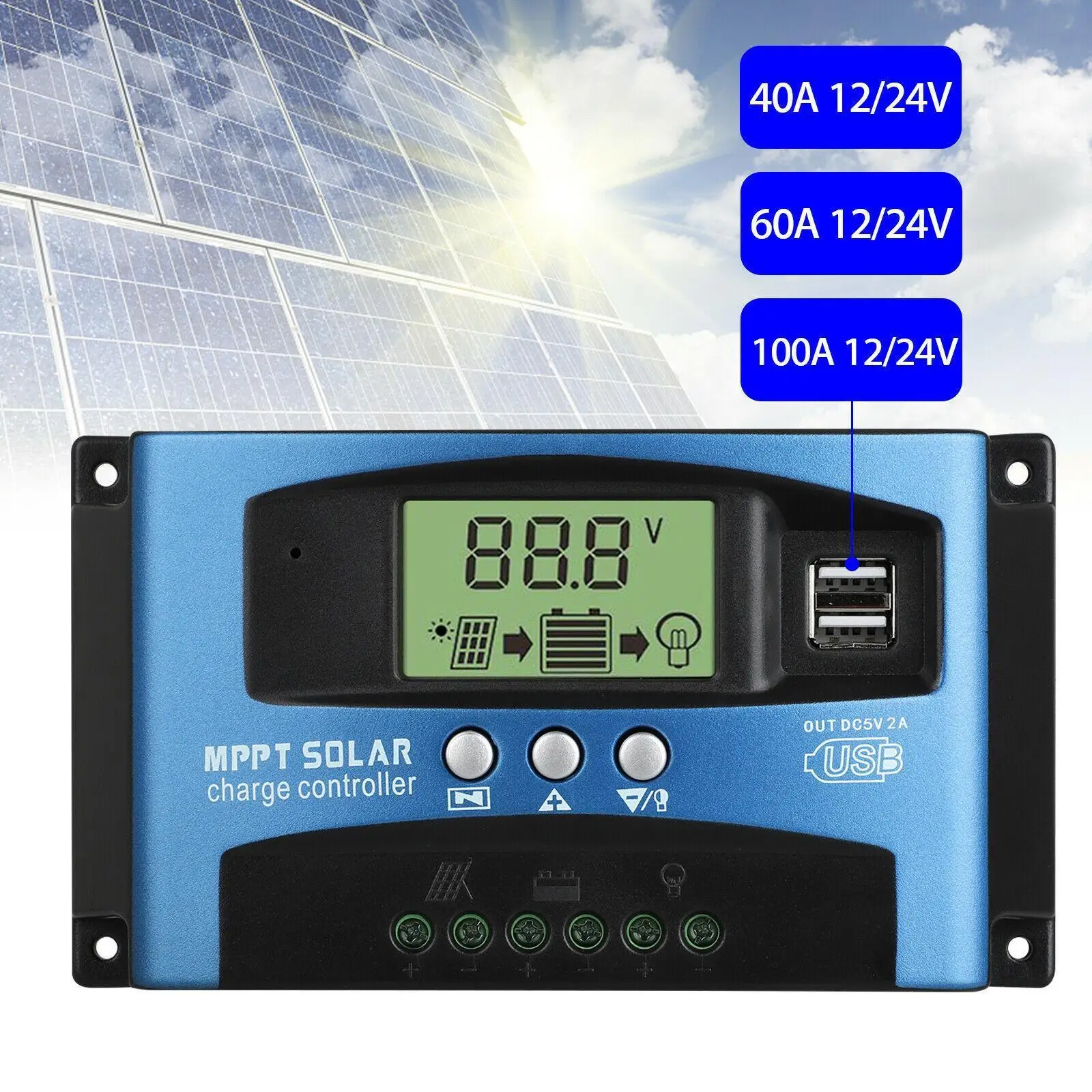 

Solar Controller Solar Panel Battery Intelligent Regulator 12V/24V