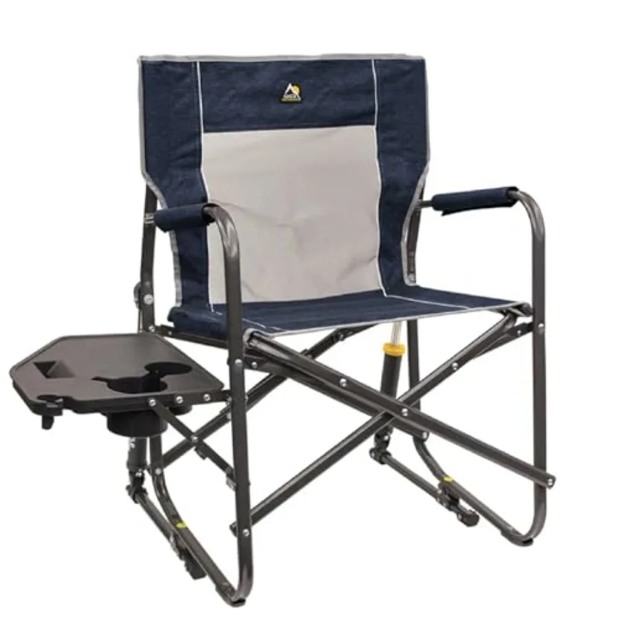 

Camping Chair with Side Table Freestyle Rocker for Outdoor Use Heathered Indigo Polyester Fabric Portable, Folding, Durable Sol