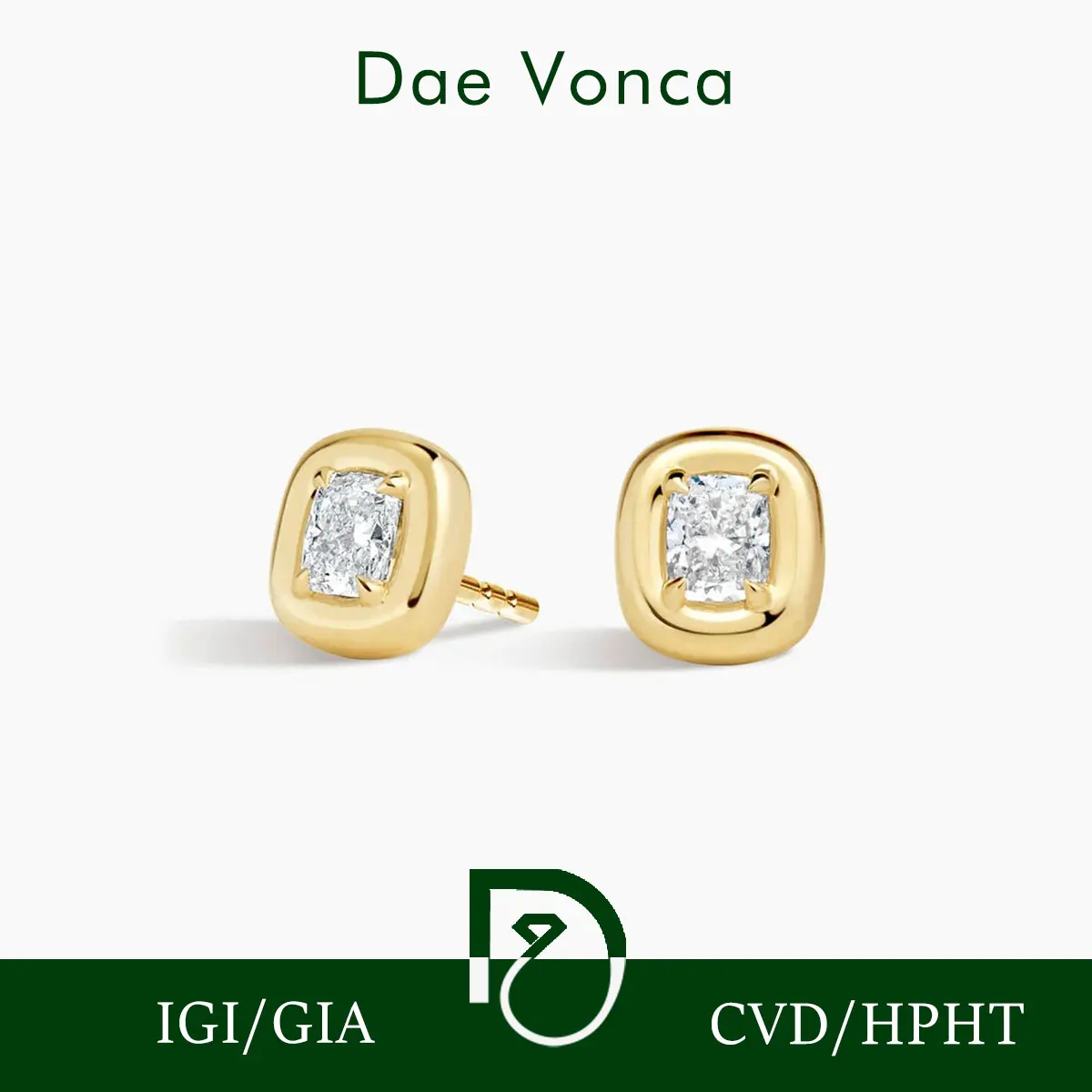 

Классический комплект из желтого золота 9K/14K/18K с рамкой, серьги с бриллиантами, подушки, выращенные в лаборатории бриллианты, сертификат IGI, однотонная шпилька-корзина