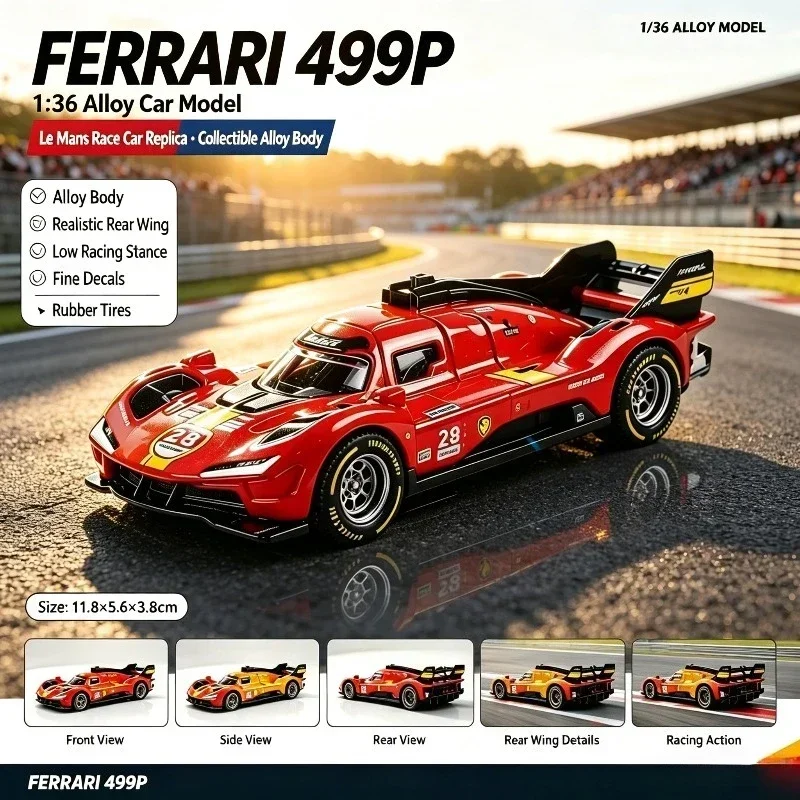 Alloy Car Model 1:36 Scale Le Mans Race Vehicle, Diecast Pull-Back Replica Car, Exquisite Craft & Realistic Details, Simulation