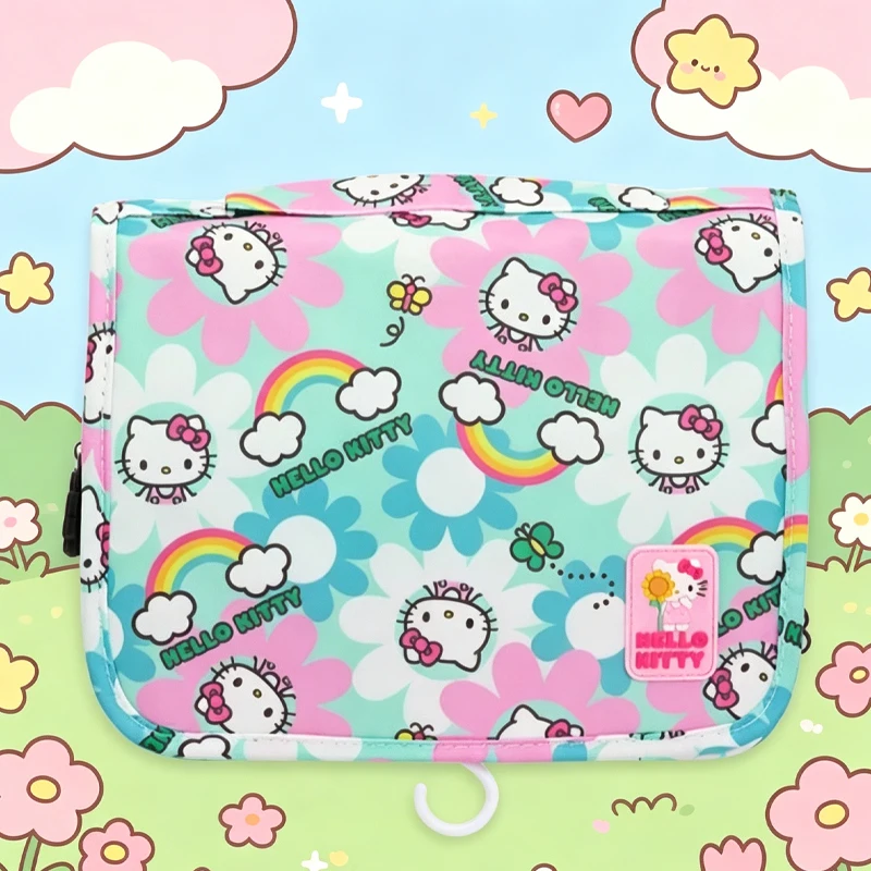 

Fold Hello Kittys Wash Bag Sanrios Cosmetic Bag Nylon Cartoon Large Capacity Storage Kawaii Makeup Bag Portable Bags for Woman