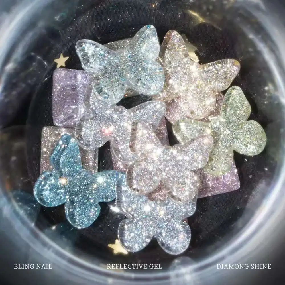 VINIMAY Glitter Broken Diamond เจลเล็บชุดการ์ดสีประกาย Soak Off UV LED สะท้อนแสงเงาเล็บ 15ml