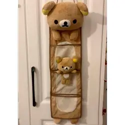 Nowa Kawaii śliczna Rilakkuma torba do zawieszenia naścienna torba do przechowywania kieszeń na siedzenie akcesoria różne torby do przechowywania prezent dla dziewczynek