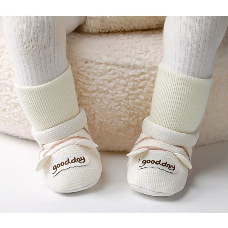 

Нескользящие носки для новорожденных от 0 до 12 месяцев, обувь для кроватки на хлопковой мягкой подошве, милая детская обувь для первых ходунков с ручками для дома и улицы